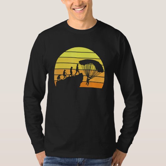 Parachute Evolution Retro Sunset Art T-Shirt (Vorderseite)