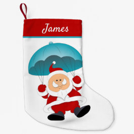 Parachuting Modern Santa Claus Personalisierter Na Kleiner Weihnachtsstrumpf
