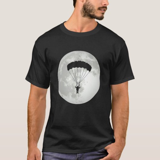 Parachuting Moon Parachutist Paragliding Skydiver  T-Shirt (Vorderseite)