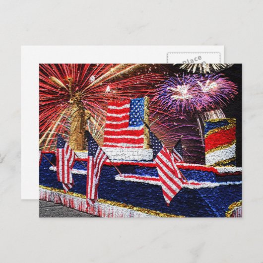 Parade mit Freiheitsseeflotte und Fahne Postkarte (Vorne/Hinten)