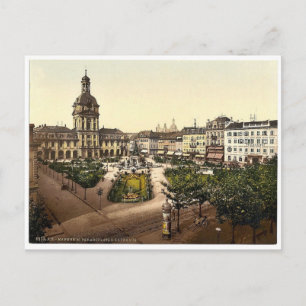 Parade Place and Kaufhaus, Karlsruhe, Baden, Deuts Postkarte