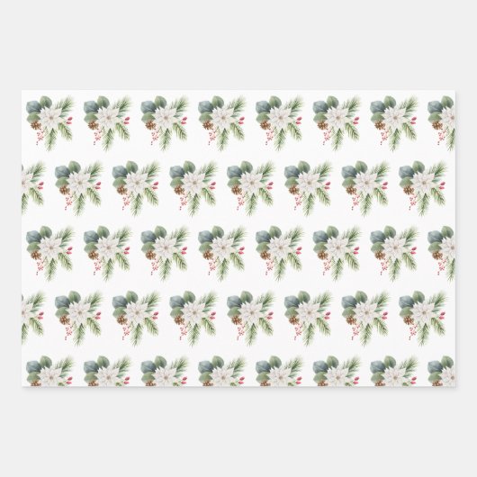 Parade von Poinsettias Wrapping Paper Geschenkpapier Set (Vorderseite)