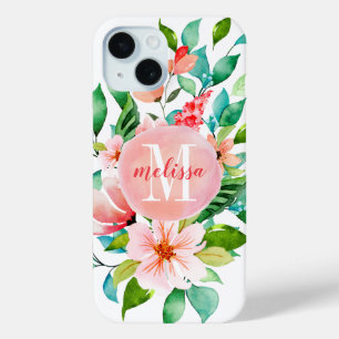 Paradies Blumenaquarell Monogramm Case-Mate iPhone Hülle