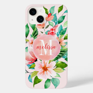 Paradies Blumenaquarell Monogramm Case-Mate iPhone 14 Hülle
