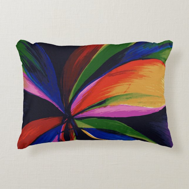 Paradies-bunter Regenbogen-abstrakte Blumen-Kunst Dekokissen (Vorderseite)
