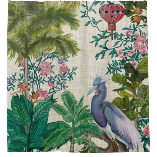 Paradies Chinoiserie Duschvorhang (Vorderseite)