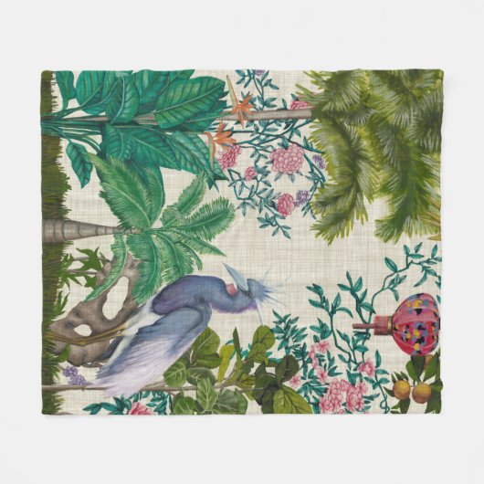 Paradies Chinoiserie Fleecedecke (Vorderseite (Horizontal))