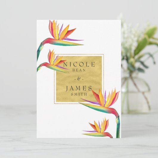 Paradies Der Vogel Elegante Einladung (Stehend Vorderseite)