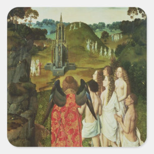 Paradies des symbolischen Brunnens Quadratischer Aufkleber