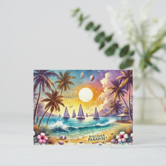 Paradies entdecken postkarte (Stehend Vorderseite)