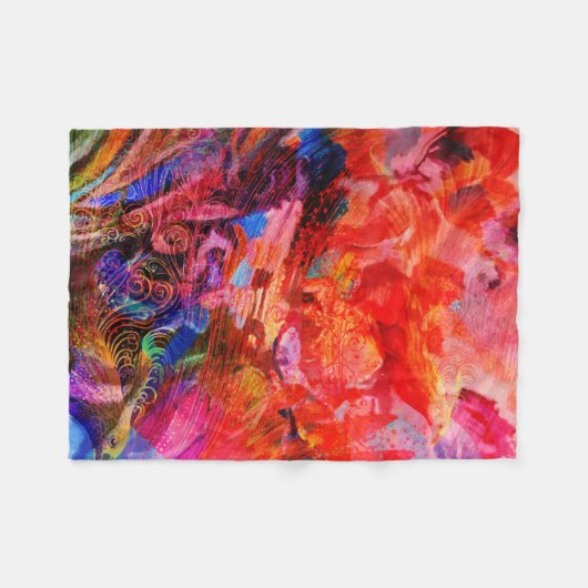 Paradies Floral Bird Phoenix Flammkunst Fleecedecke (Vorderseite (Horizontal))