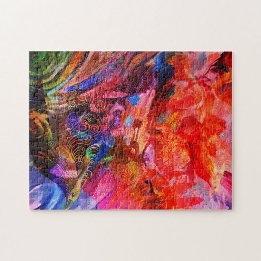 Paradies Floral Bird Phoenix Flammkunst Puzzle (Horizontal)