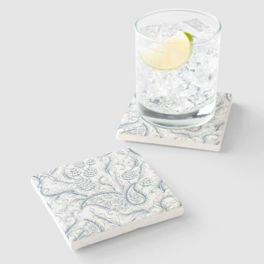 Paradies für Blaue und Weiße Ananas Steinuntersetzer (Seitenansicht)