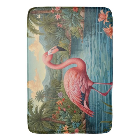 Paradies für Rosa Flamingo Badematte (Vorderseite Vertikal)