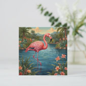 Paradies für Rosa Flamingo Einladung (Stehend Vorderseite)