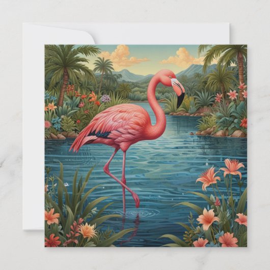 Paradies für Rosa Flamingo Einladung (Vorderseite)