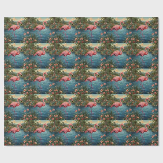 Paradies für Rosa Flamingo Geschenkpapier (Flach)