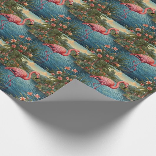 Paradies für Rosa Flamingo Geschenkpapier (Ecke)