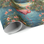 Paradies für Rosa Flamingo Geschenkpapier (Rolleneckpunkt)