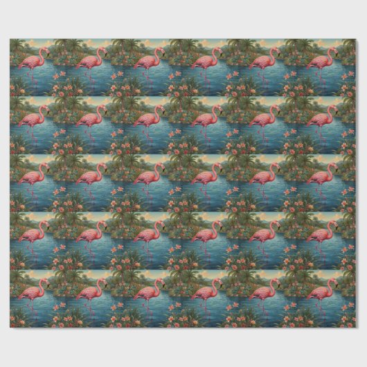 Paradies für Rosa Flamingo Geschenkpapier (Flach)