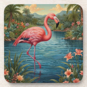 Paradies für Rosa Flamingo Getränkeuntersetzer (Vorderseite)