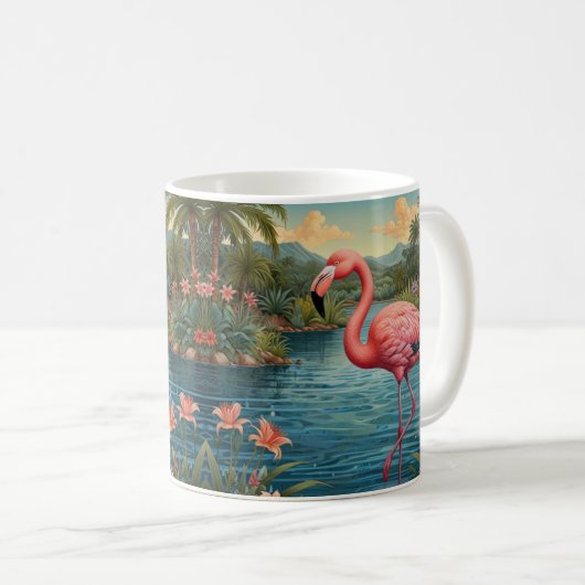 Paradies für Rosa Flamingo Kaffeetasse (VorderseiteRechts)