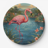 Paradies für Rosa Flamingo Pappteller (Vorderseite)