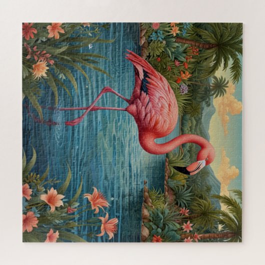 Paradies für Rosa Flamingo Puzzle (Horizontal)