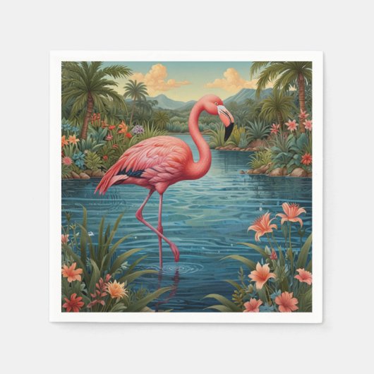 Paradies für Rosa Flamingo Serviette (Vorderseite)
