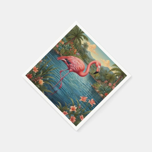 Paradies für Rosa Flamingo Serviette (Ecke)