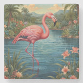Paradies für Rosa Flamingo Steinuntersetzer (Vorderseite)