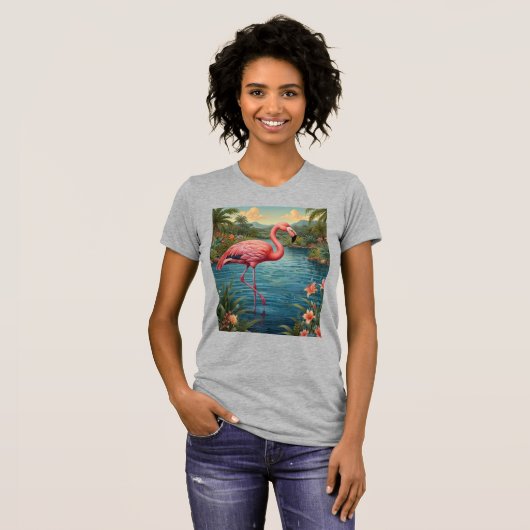 Paradies für Rosa Flamingo T-Shirt (Vorne ganz)