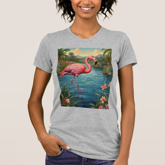 Paradies für Rosa Flamingo T-Shirt (Vorderseite)