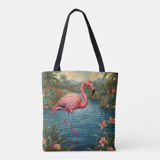 Paradies für Rosa Flamingo Tasche (Rückseite)