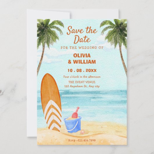 Paradies für Wasserfarbenen Save The Date (Vorderseite)