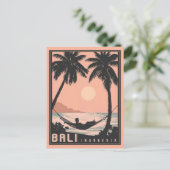 Paradies gefunden: Bali in Vintag rosa Postkarte (Stehend Vorderseite)