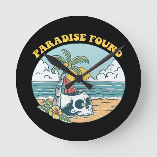 PARADIES GEFUNDEN RUNDE WANDUHR (Vorderseite)