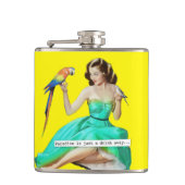 Paradies ist gerade ein Getränk weg Flachmann (Vorderseite)