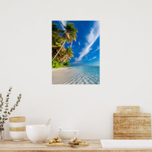Paradies Küstenlinie: Tropische Palmen und Kristal Poster