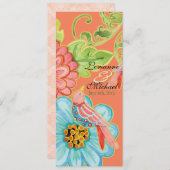 Paradies-Liebe-Vögel 3, modernes Hochzeits-mit Menükarte (Vorne/Hinten)