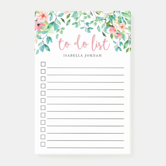 Paradies Mit Monogramm Blütenliste Post-it Klebezettel (Vorderseite)