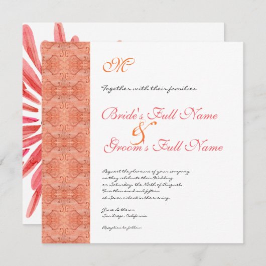 Paradies Moderne Blume 1, Einladung zur Hochzeit (Vorne/Hinten)