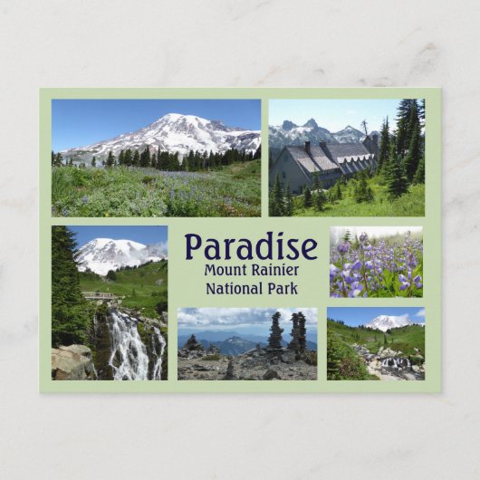 Paradies (Monte Rainier) Collage Postkarte (Vorderseite)