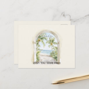 Paradies Ozeanblick Tropische Palmen Postkarte