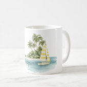 Paradies Palmen Insel Boot Kaffeetasse (VorderseiteRechts)