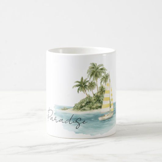 Paradies Palmen Insel Boot Kaffeetasse (Mittel)