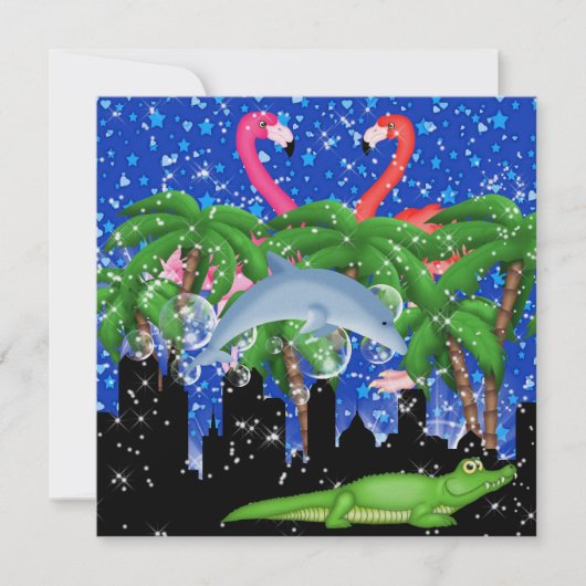 Paradies-Party in den Art-hellen Lichtern - SRF Einladung (Vorderseite)