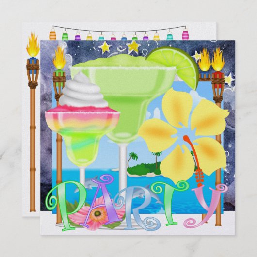 Paradies PARTY / Luau - SRF Einladung (Vorne/Hinten)