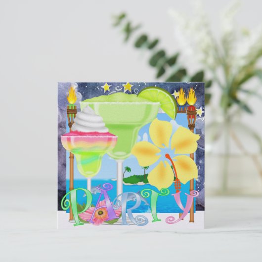 Paradies PARTY / Luau - SRF Einladung (Stehend Vorderseite)