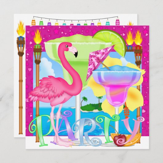 Paradies PARTY / Luau - SRF Einladung (Vorne/Hinten)